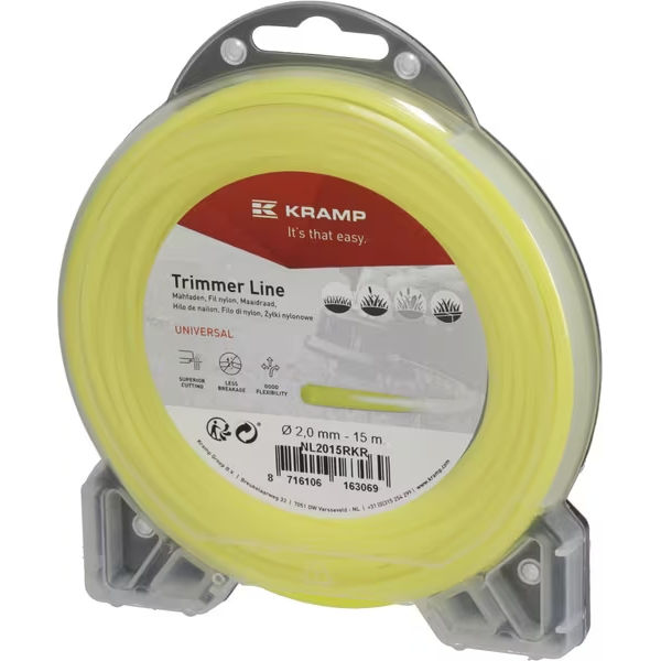 Hilo de corte, Ø2mm x 15m, redondo, amarillo, Kramp