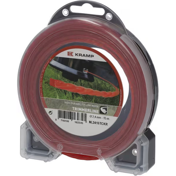 Hilo de corte, Ø2.4mm x 15m, trenzado, silencioso, rojo, Kramp