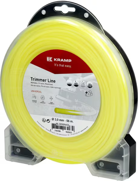 Hilo de corte, Ø3mm x 56m, redondo, amarillo, Kramp
