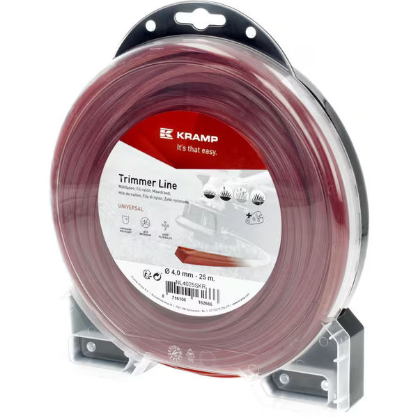Hilo de corte, 4mm x 25m, cuadrado, rojo, Kramp