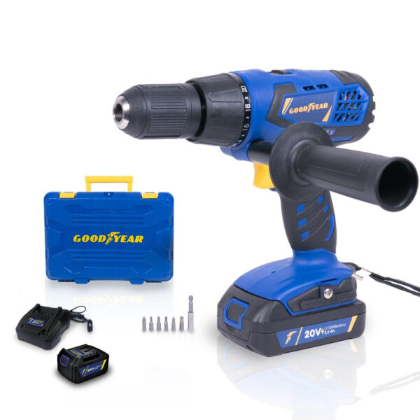 TALADRO LITIO GOODYEAR 20V GY4520LD (BAT 2.0 AH + CARGADOR NEMA C)